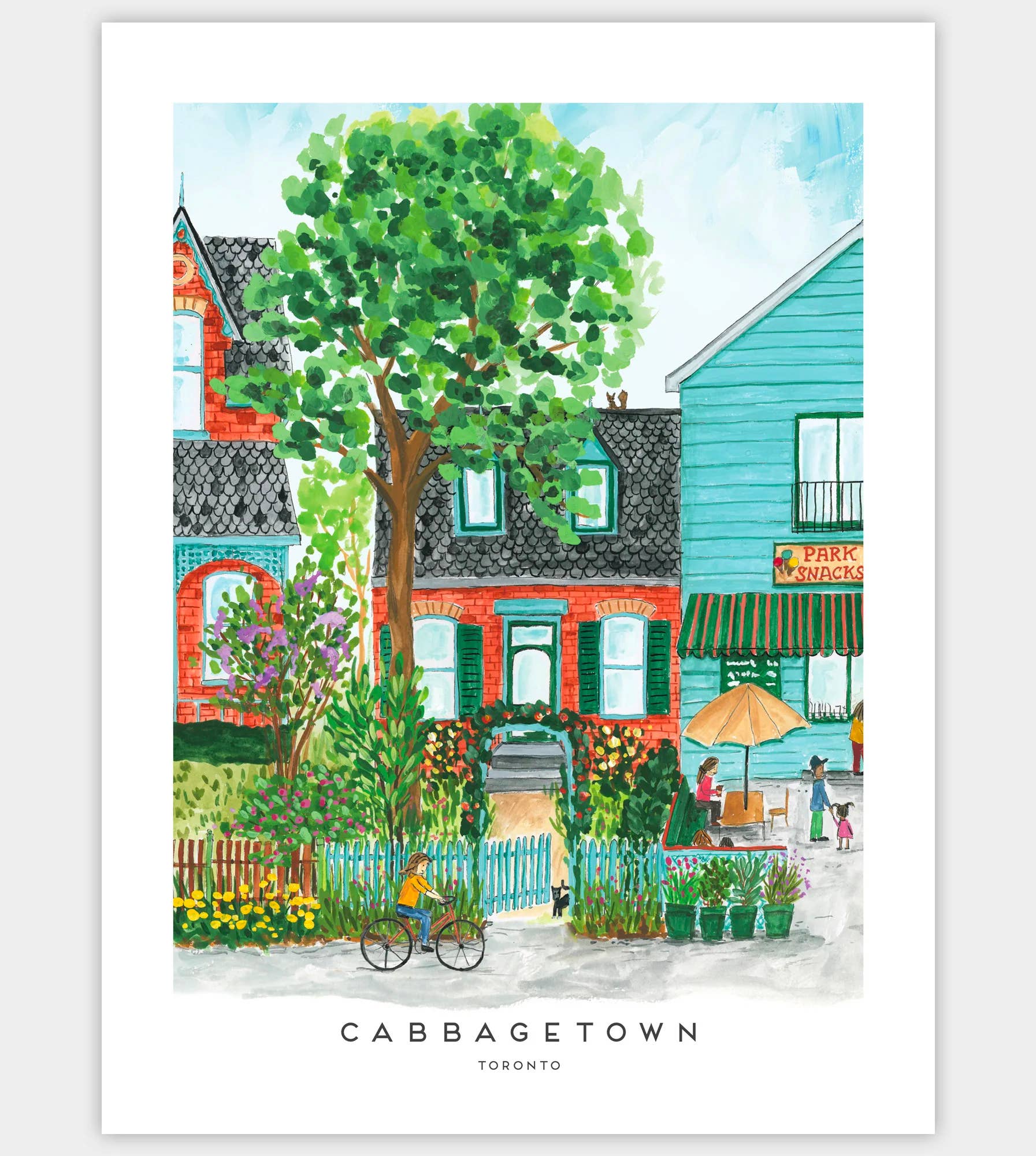 The Paperhood – Engroshandel Kunsttryk – Toronto's Cabbagetown Park Snacks 12x16 Udskriv1