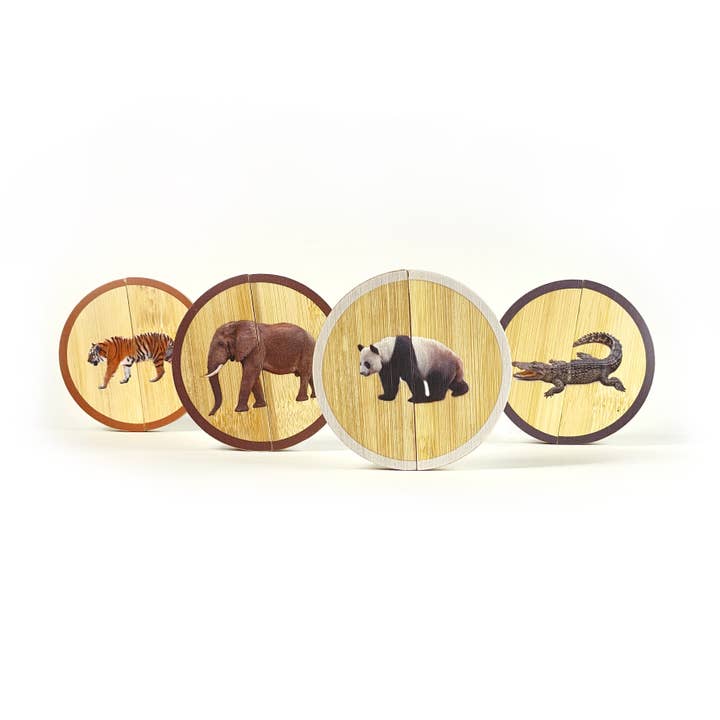 Nowordbooks - Wholesale Puzzle - Kids - Circles: Wild Animals - 2-piece Magnetic Photo Puzzle1