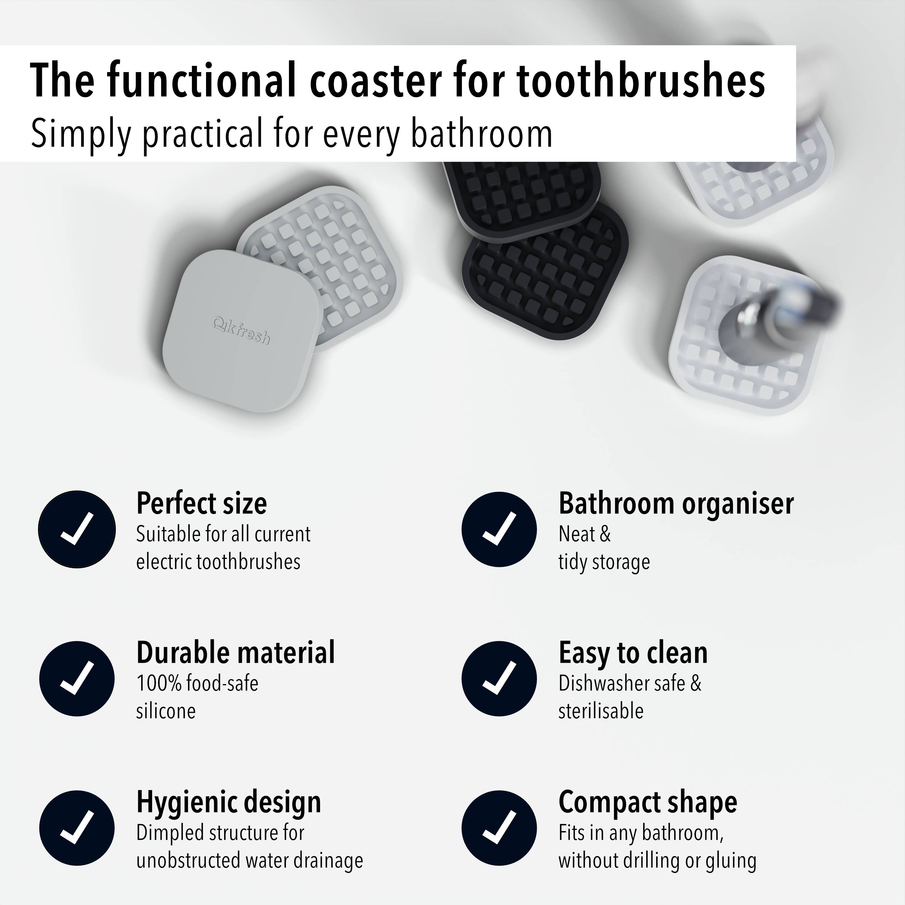 Qikfresh - Wholesale Toothbrush Holder - Toothbrush coasters (set of 2)7