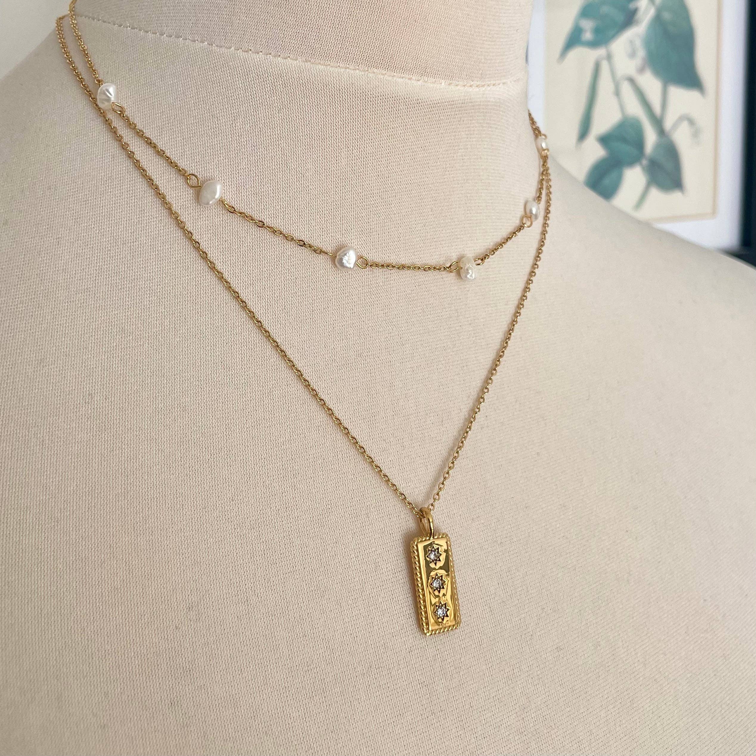 Little Nell Jewellery - Vente Collier maille et chaîne - Collier à perles dorées Everyday3