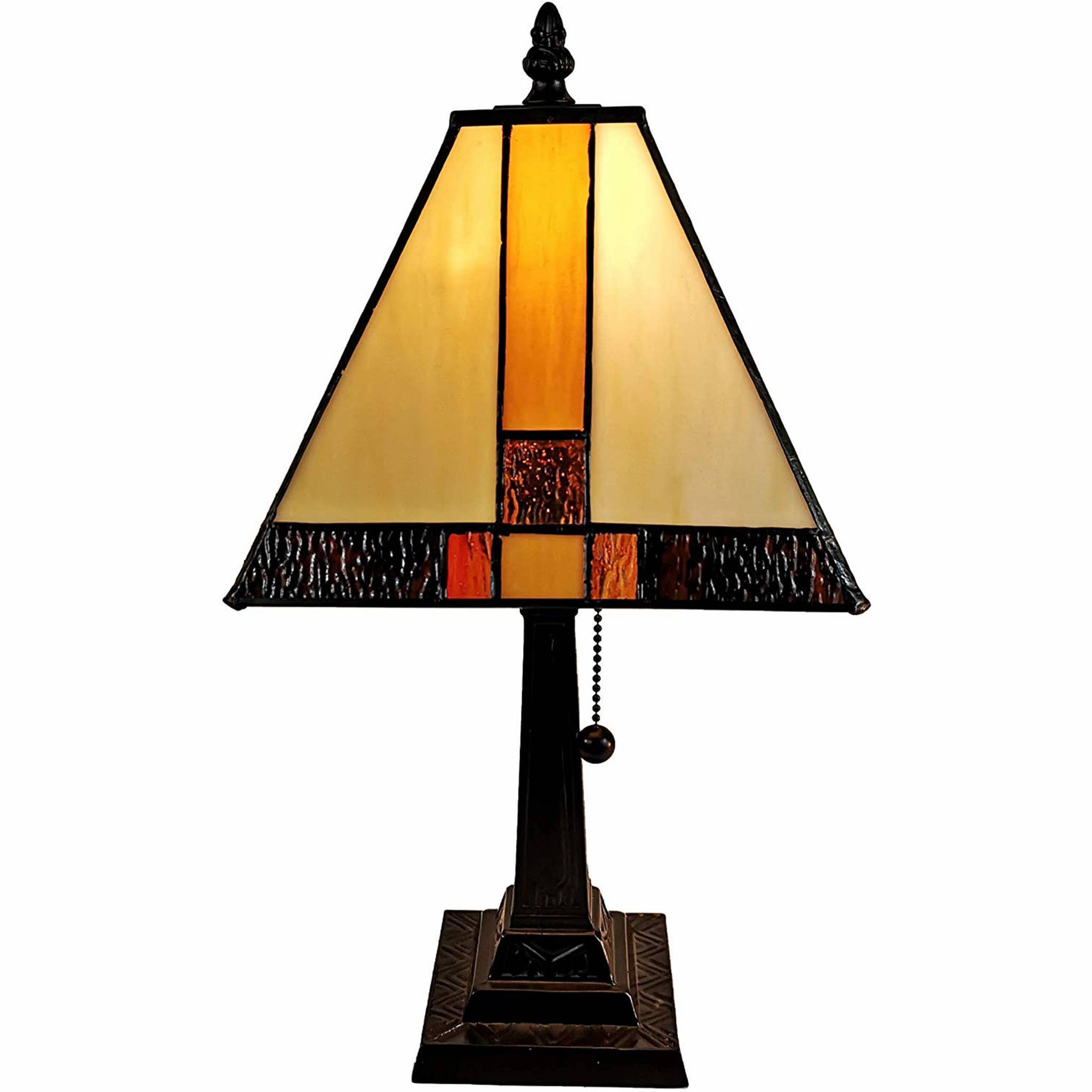 HomeRoots - Wholesale Accent/Desk Lamp - 15" Tiffany Amber and Black Mission Style Table Lamp1