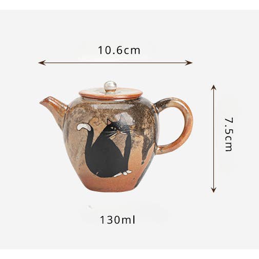 Gohobi (We cover U.S. import duties) - Wholesale Tea Pot - Gohobi Handmade Black Ink Hand-painted Cat Teapot 0023