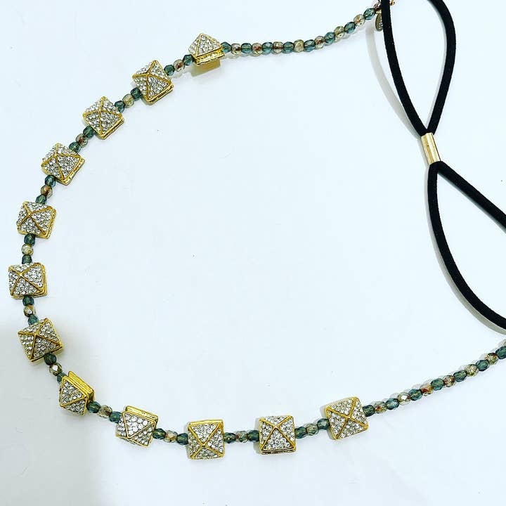 Crystal Pyramid Beaded Headpiece for wholesale by Hettie Hair Accessories