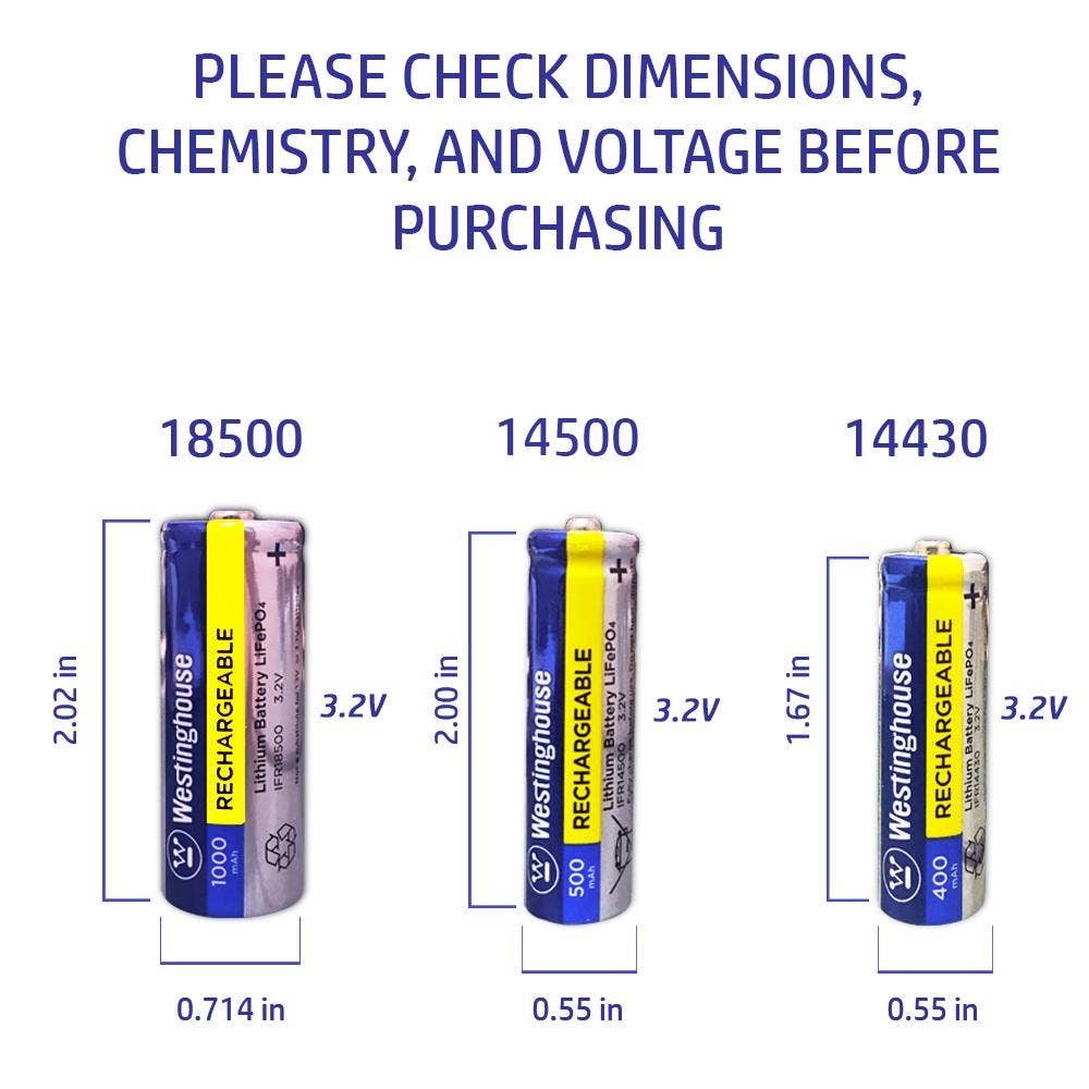 Westinghouse Battery - Wholesale Portable Charger - IFR14500 Lithium Phosphate Rchrgbl Bttry 500mAh Blister 4pk4