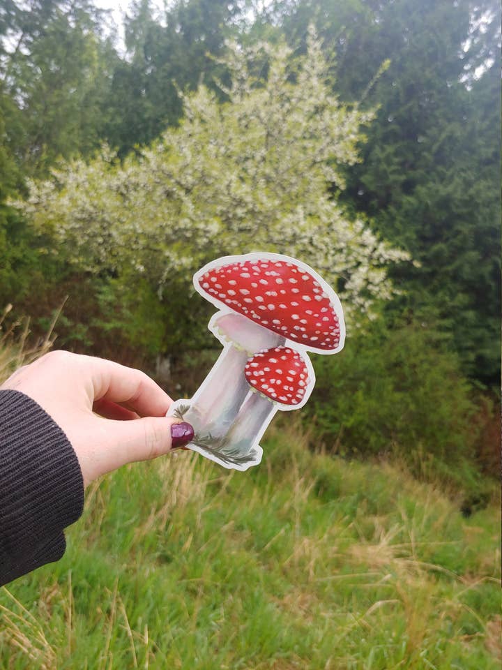 Amanita Mushroom Sticker | Vinyl Sticker, Weather Resistant for wholesale by Cae of the Sky