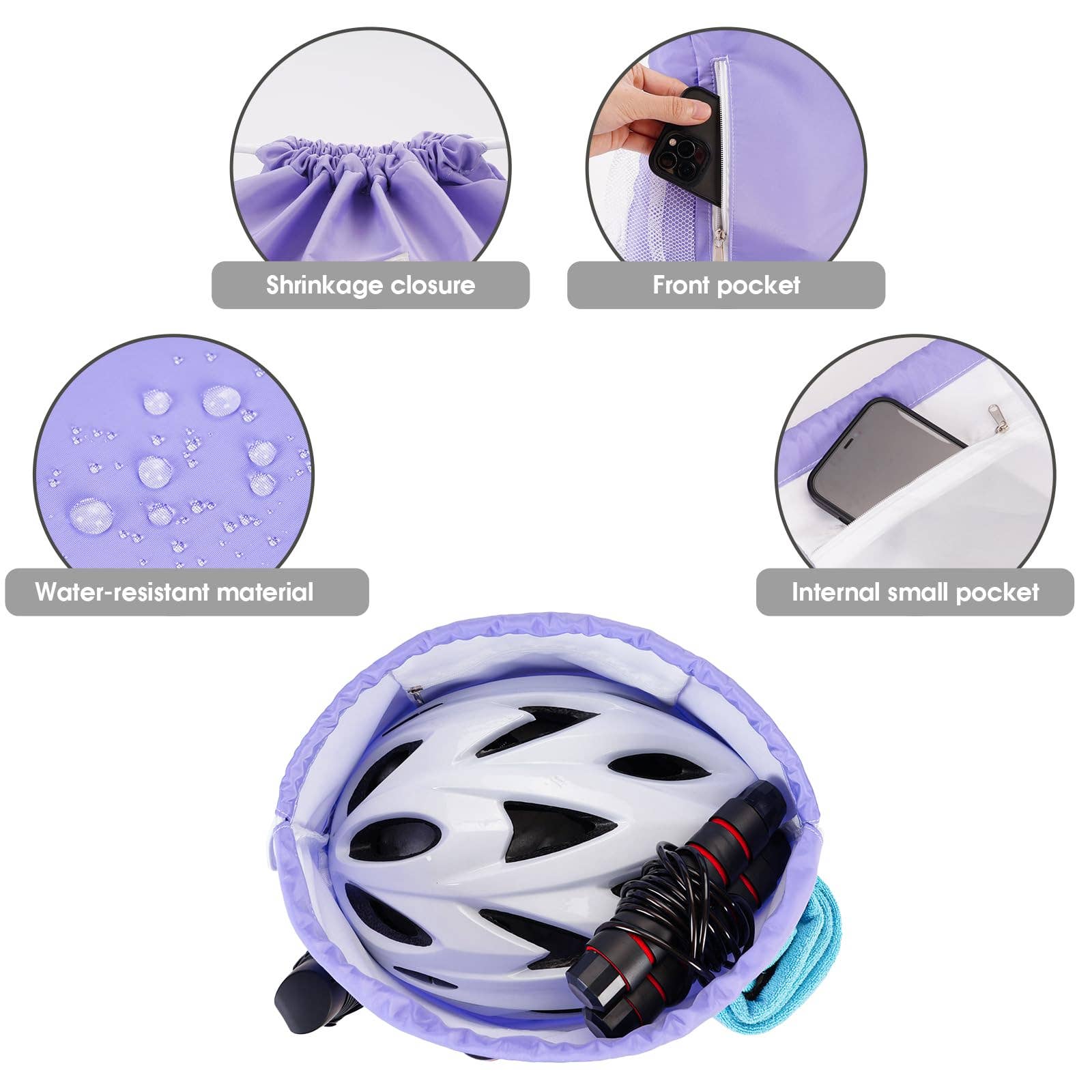 wandf - Vente Sac à cordon de serrage – unisexe - Sac à dos à cordon WF6038 Sports Gym avec poches en maille50