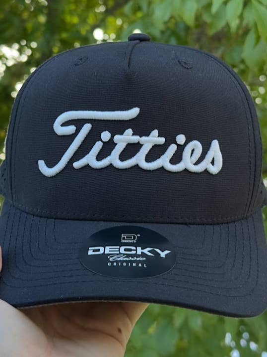 Casquette de golf brodée de seins pour la vente par Burnt By Bray LLC