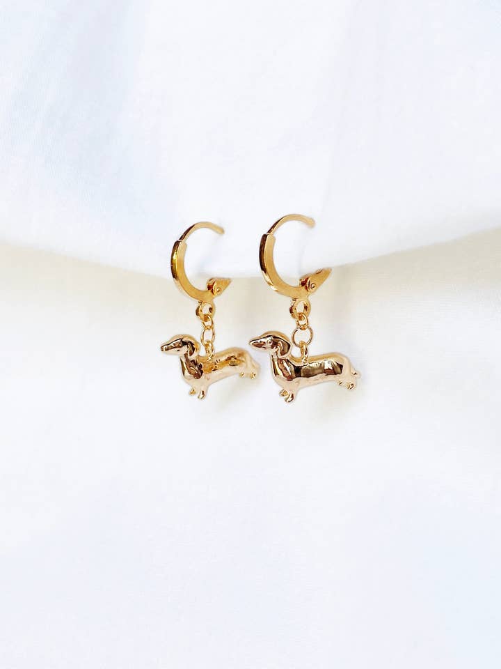 Dachshund Hugger Hoop Earrings Pet Remembrance Gift for wholesale by Zebber Handmade