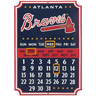 Open Road Brands, LLC - Wholesale Sign - Atlanta Braves Perpetual Calendar Metal Sign0