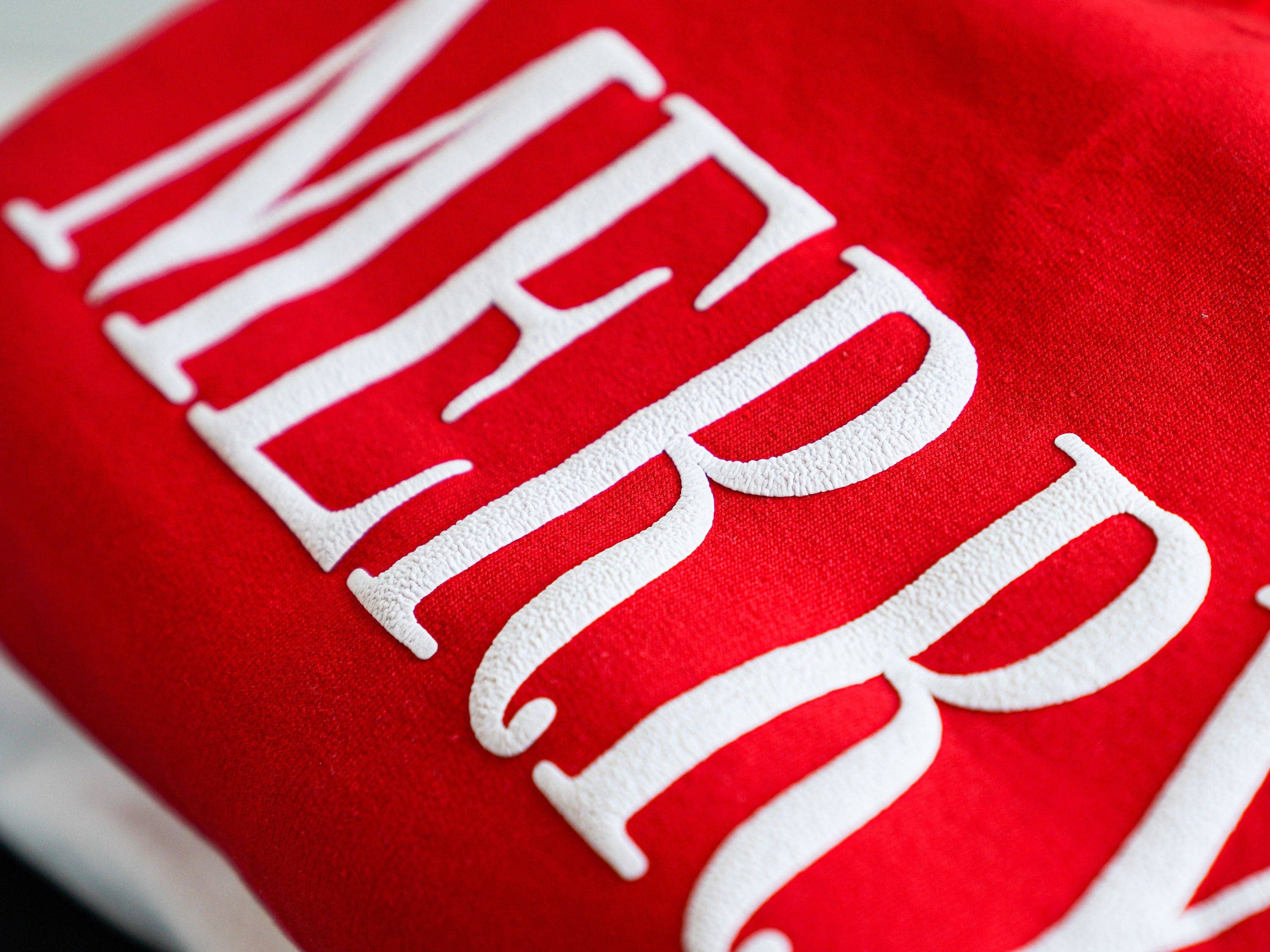 Embossed Red Merry Christmas Crewneck for wholesale on Faire4