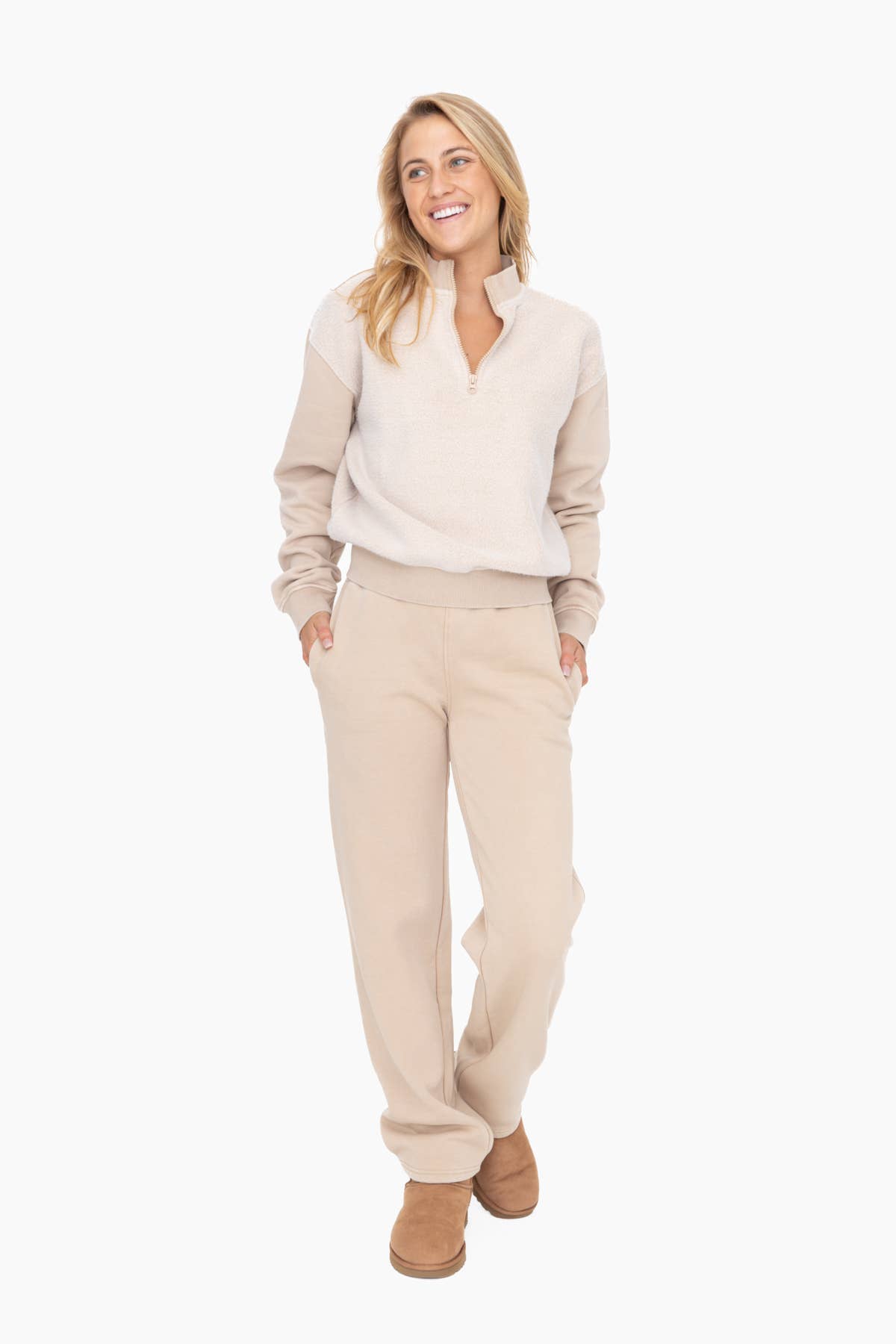 Mono B - Vente Sweat-shirt – femme - Pull à demi-fermeture éclair en polaire vintage15