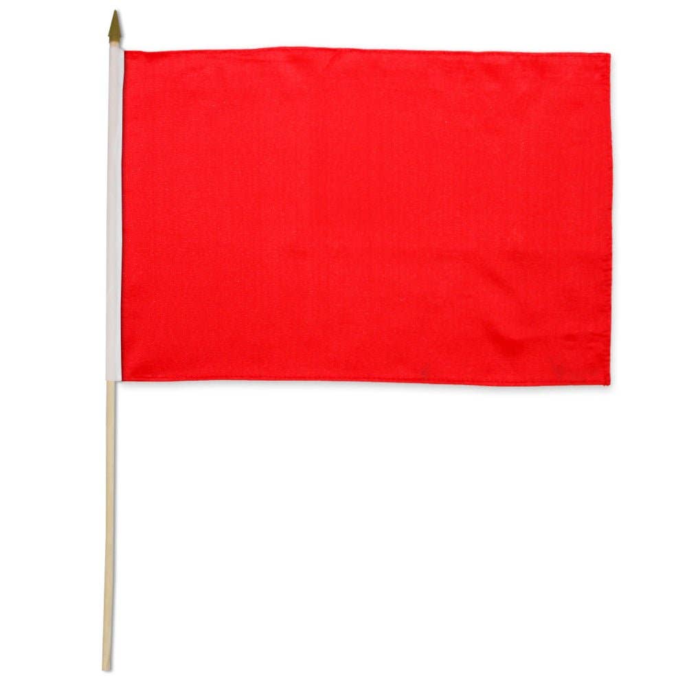 Flags Importer - Wholesale Flag - Red Solid Color 12x18in Stick Flag0