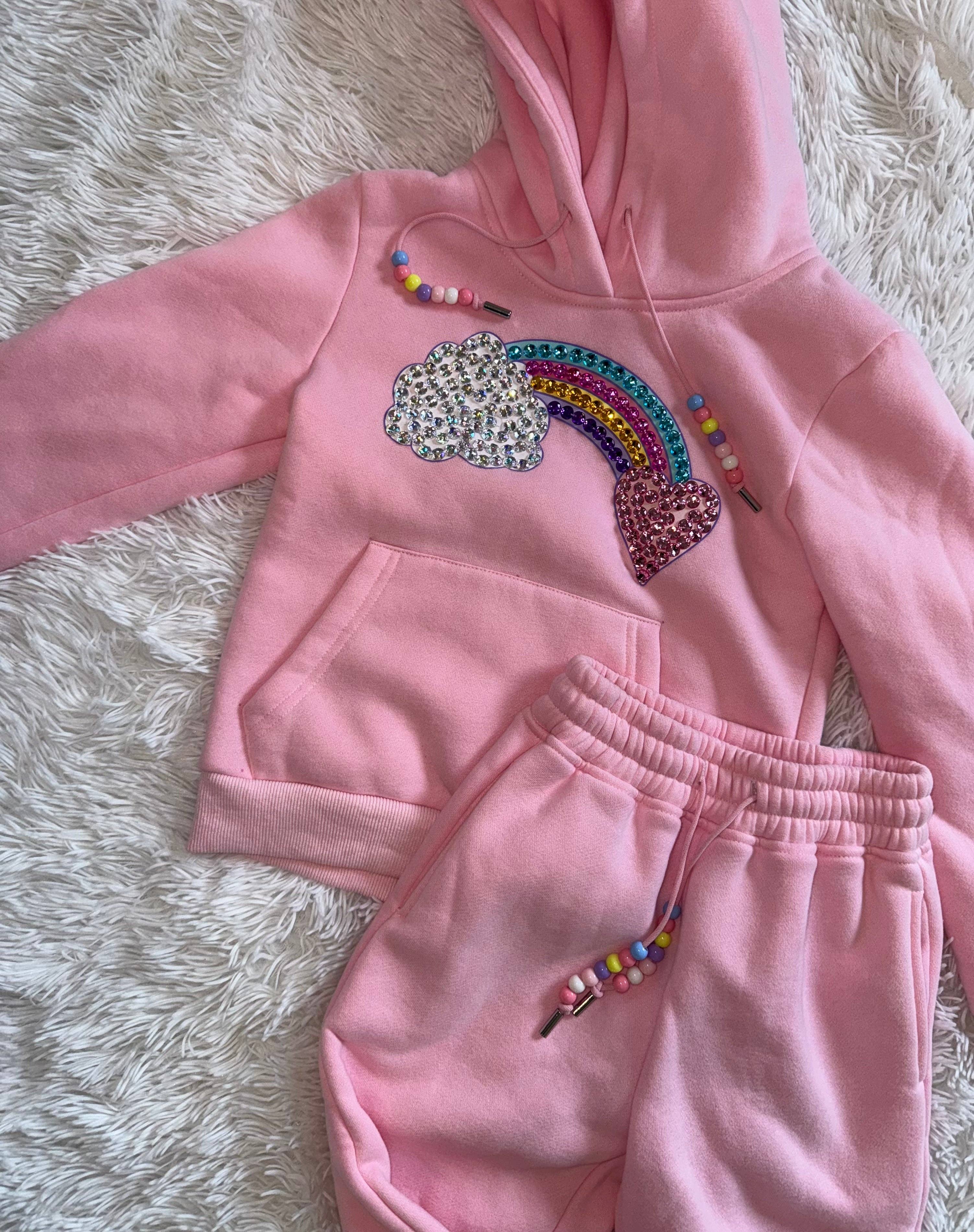 Ellie and Mila - Venta al por mayor Conjunto de camiseta y pantalón - Niños - Sudadera Rainbow Gem con abalorios6