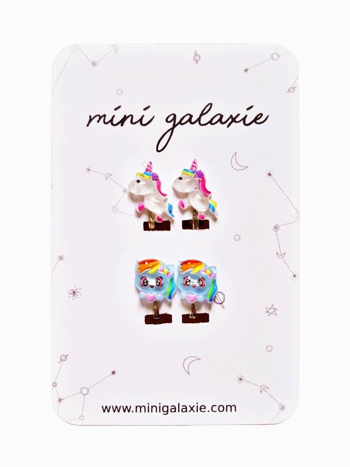 Clip-Ohrringe Einhörner und Regenbogenponys 🦄 für den Großhandel von Mini galaxie