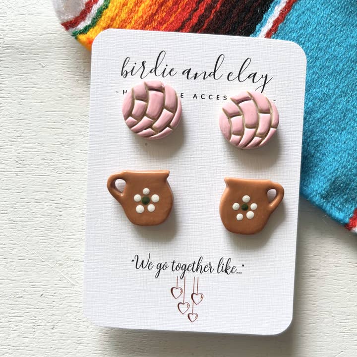 Birdie & Clay - Wholesale Stud/Post Earrings - Concha and Jarrito Earrings1
