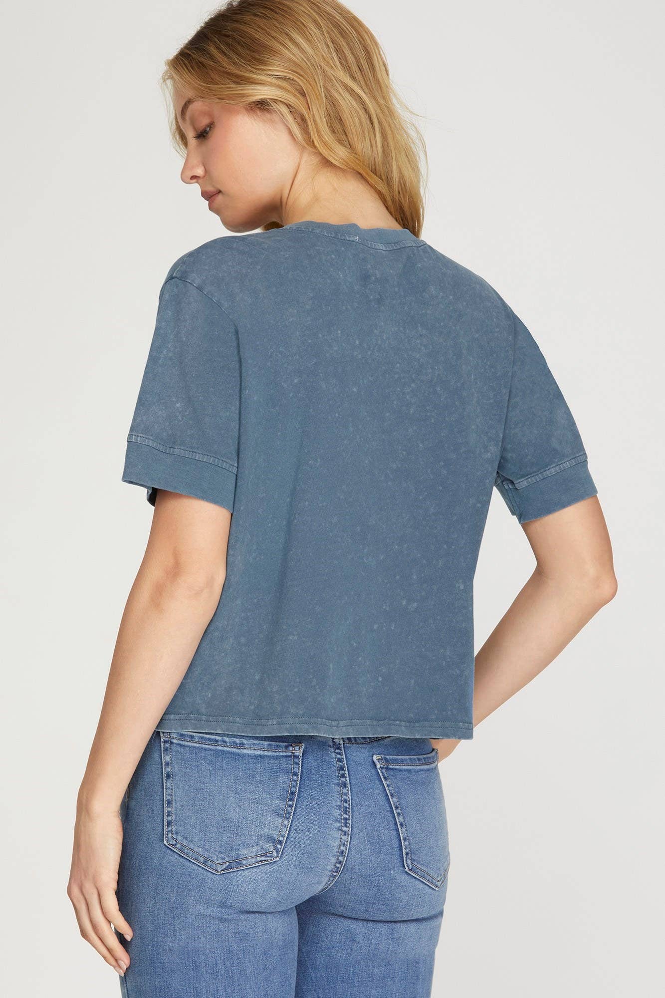 Vanilla Monkey - Wholesale Knit Top - Women's - Short Slv 1/2 Button Drop Garment Dye Knit Top2