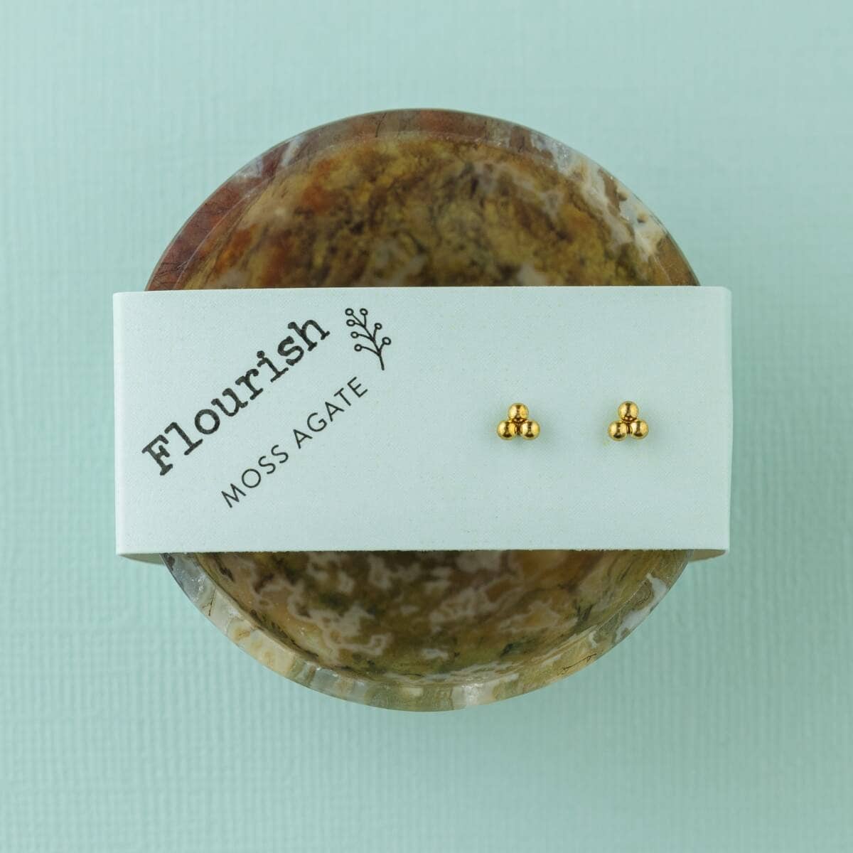 SoulKu – wholesale Smycken – Guldtrio Studörhängen & Mossagat Skål Presentset