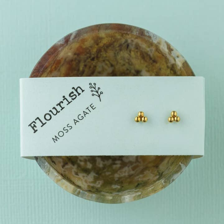 SoulKu – wholesale Smycken – Guldtrio Studörhängen & Mossagat Skål Presentset0