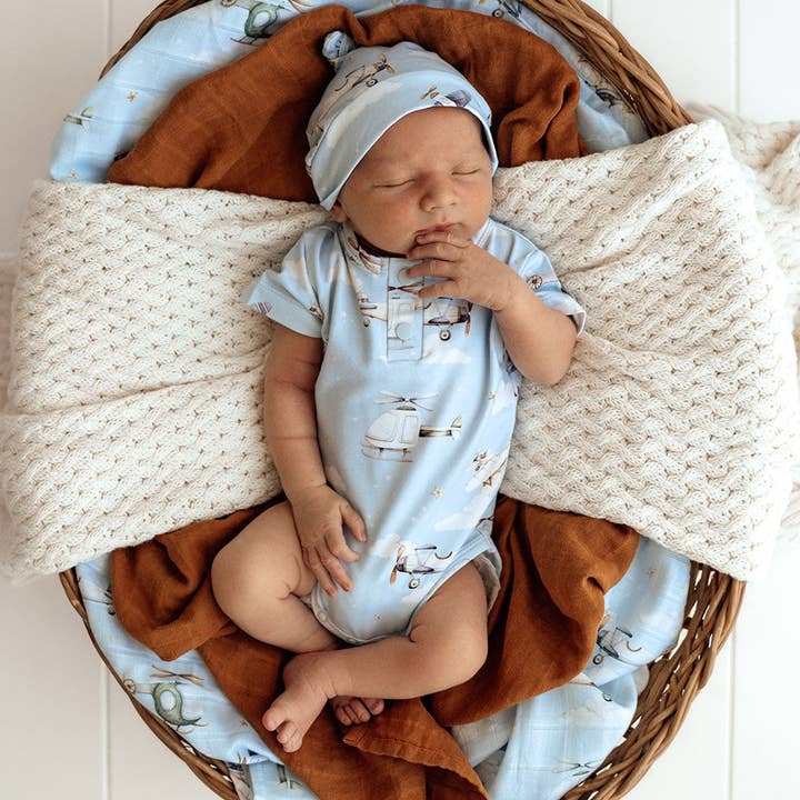 Taking Flight Short Sleeve Organic Bodysuit for wholesale by Snuggle Hunny