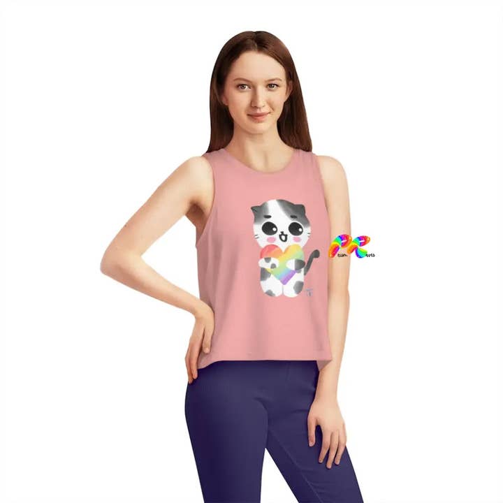 Pride/LGBTQ Flowy Crop Top Pride Cat voor wholesale door Prism Raves