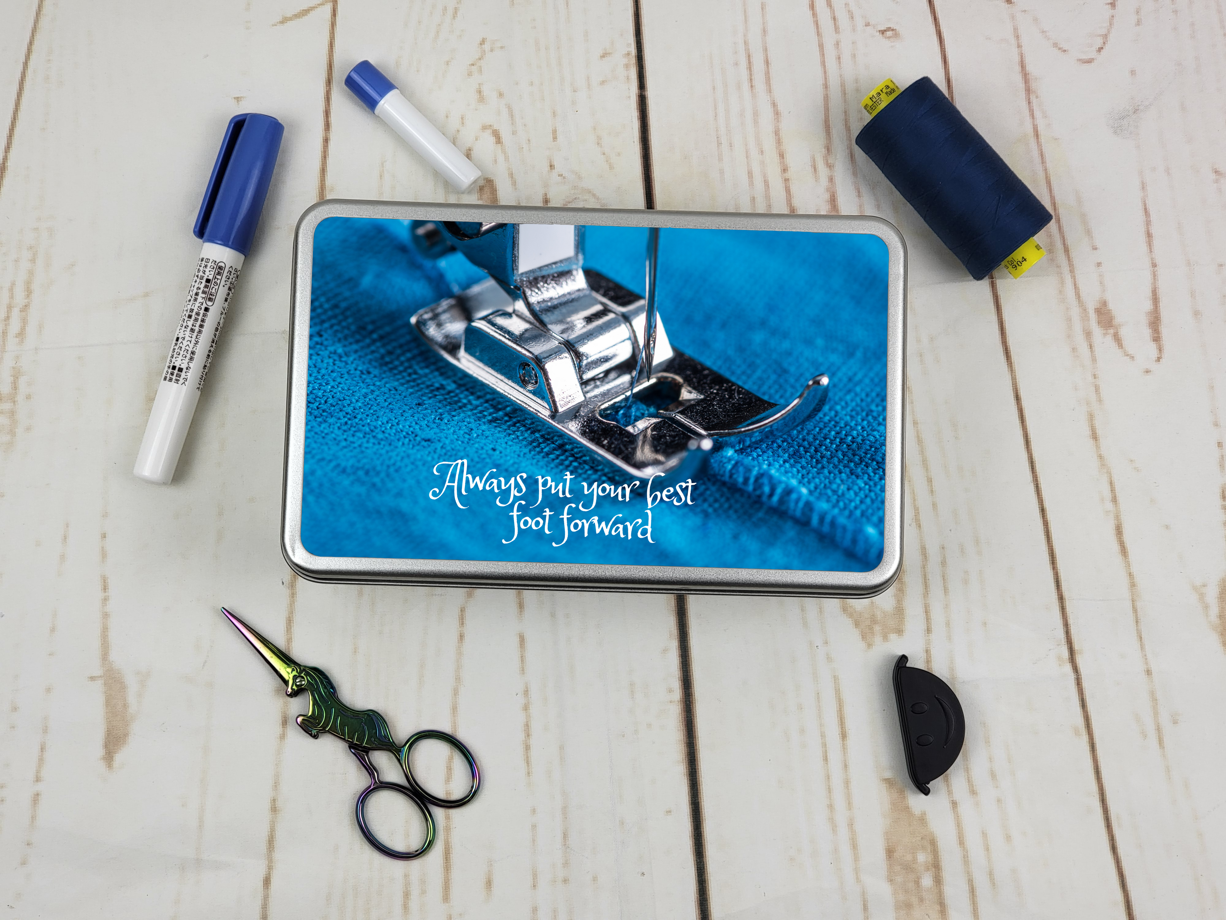 Rubyjam Fabric - Wholesale Decorative Box - Put Your Best Foot Forward - Rectangle Metal Storage Tin2