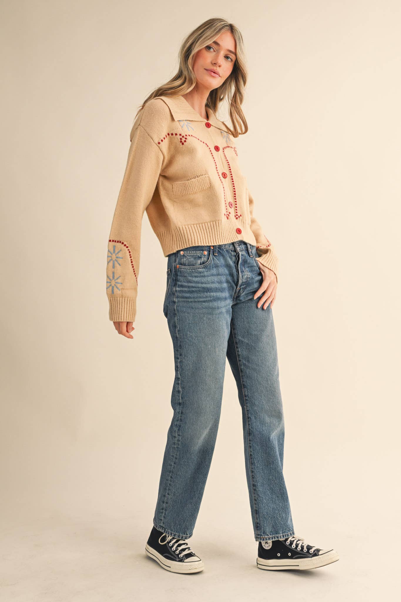 &MERCI - Wholesale Cardigan - Women's - WESTERN DESIGN SWEATER CARDIGAN MSW1121750