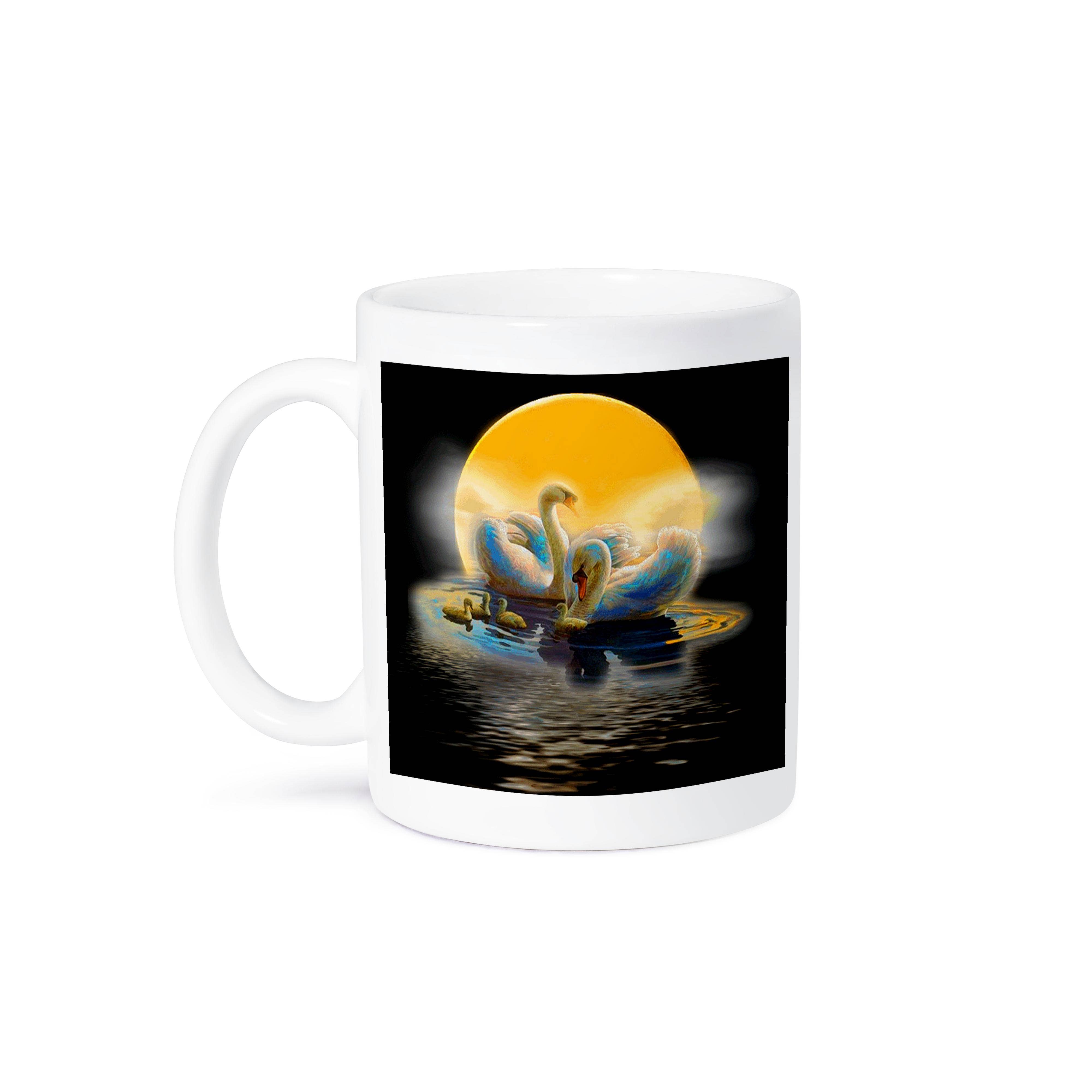 3dRose - Wholesale Coffee Mug - 3dRose, White swans in beautiful lake with bright moon stunning colors, Mug8