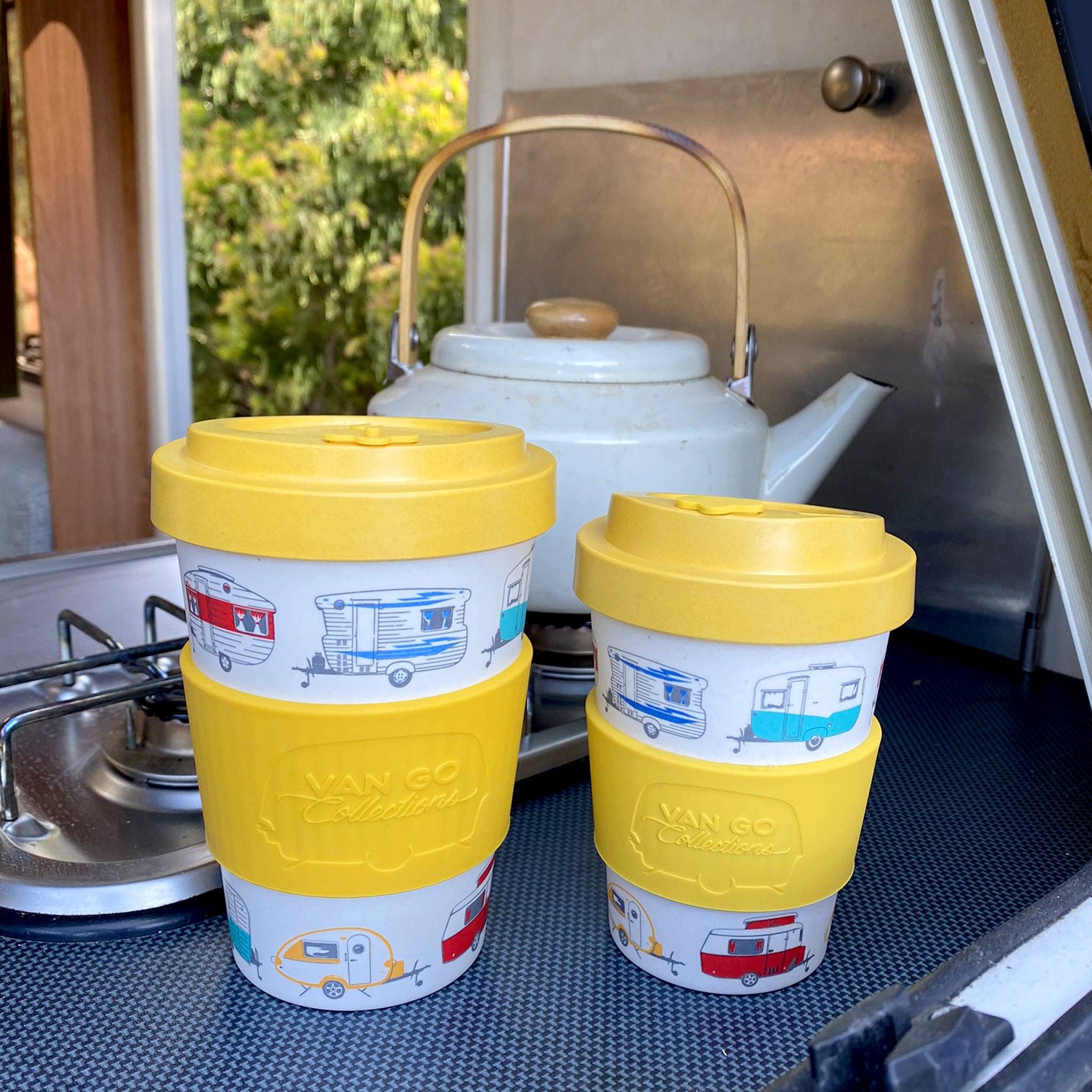 Jaune d'automne Mug de voyage en bambou | 400 ml | Collection Van Go 'Automne' Jaune en vente sur Faire1