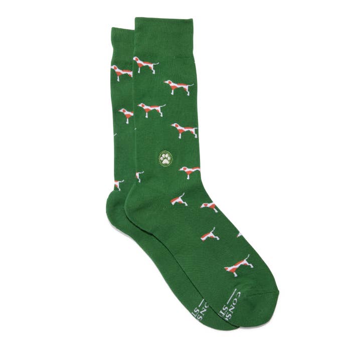 Socks that Save Dogs (Green Dogs) for wholesale by Conscious Step
