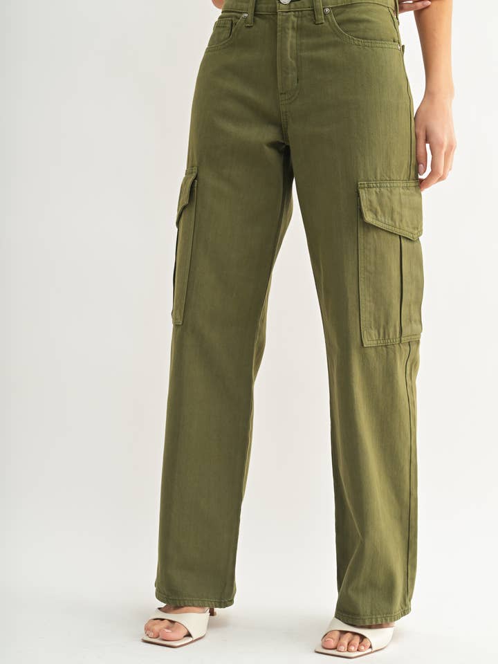 DP681N - DK OLIVE - Cargo Jean for engroshandel hos JBD
