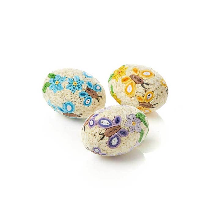 SERRV International - Wholesale Decorative Tabletop Object - Quilled Butterfly Eggs - Set of 3