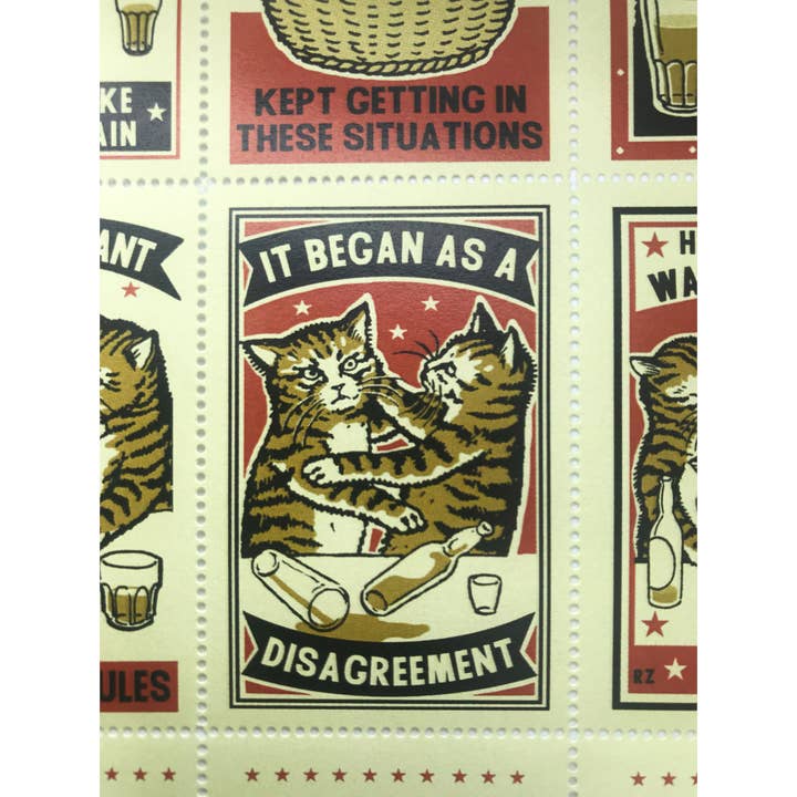 The Portland Stamp Company - Wholesale Rubber/Decorative Stamp - Drunk Cats - Lick & Stick Stamps4