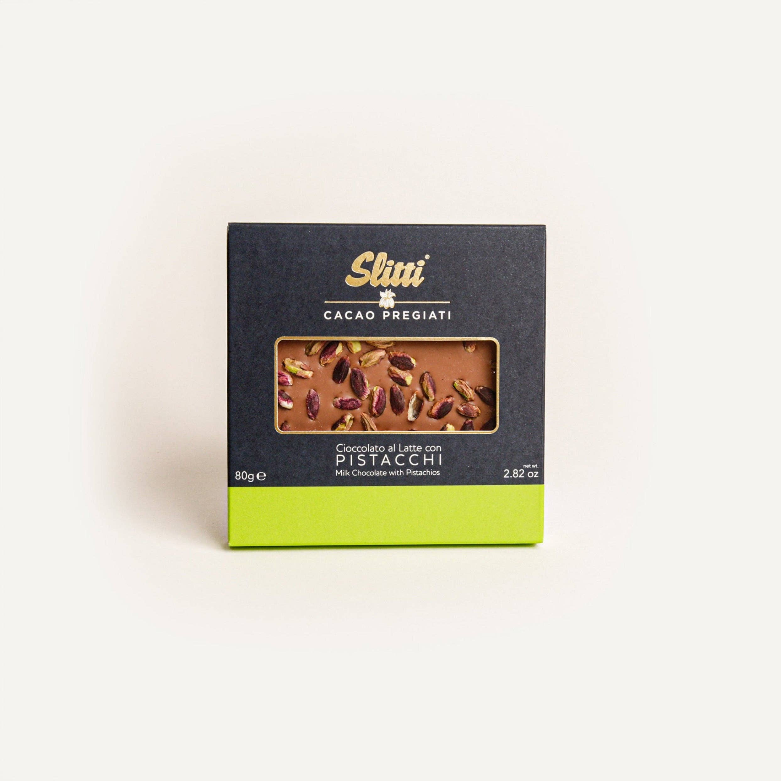 Slitti Experience SRL - Wholesale Chocolate - Milk Chocolate Cake with Bronte Pistachios1