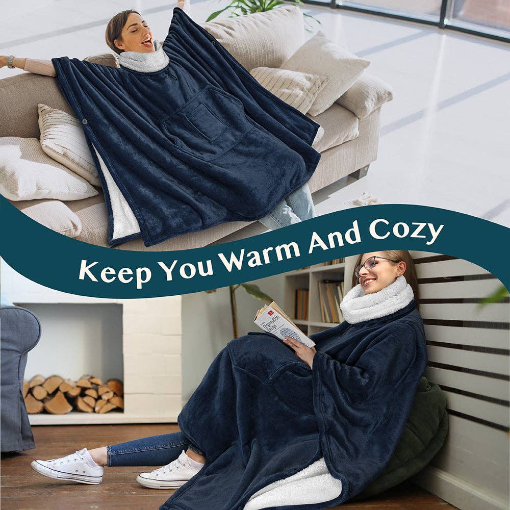 Pavilia - Wholesale Poncho - Women's - Neck Warmer Hooded Poncho Blanket30