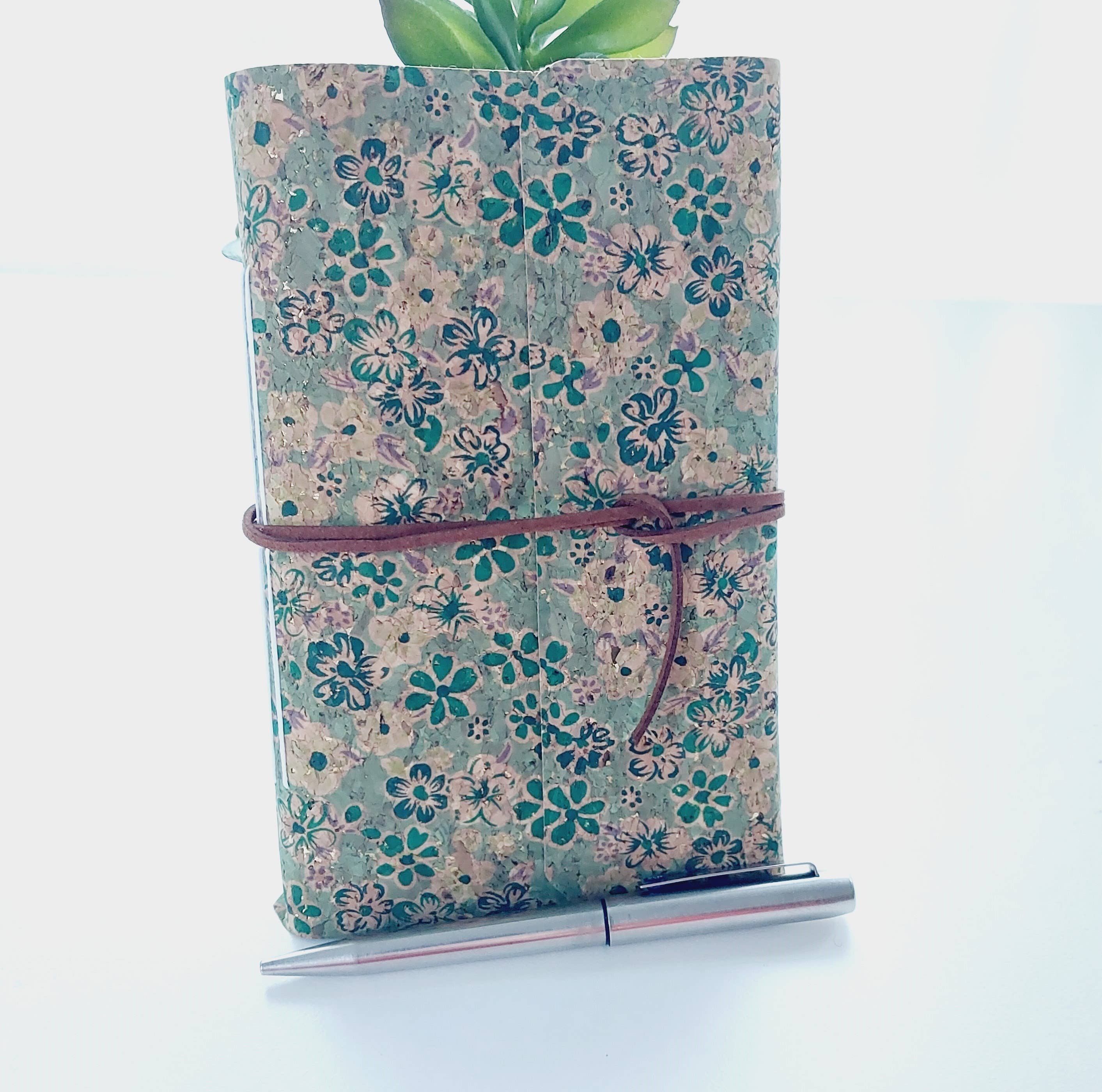 Sarah Lou Crafts – wholesale Notebook – Green Floral Cork Notebook Journal5