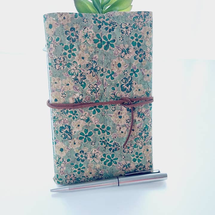 Sarah Lou Crafts – wholesale Notebook – Green Floral Cork Notebook Journal5