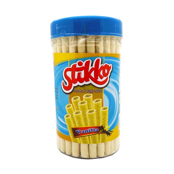 Stikko Wafer Sticks- Vanilla, 12 Jars/Case – 14.10oz(400g) for wholesale by Takari International, Inc.