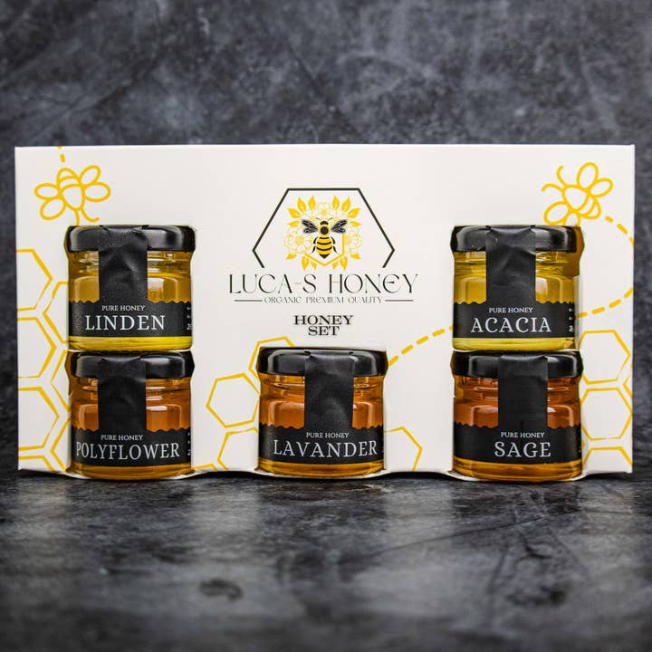 Premium Set of Honey - 5 Types of Pure & Natural Bee Honey - 380g for wholesale by Luca-S