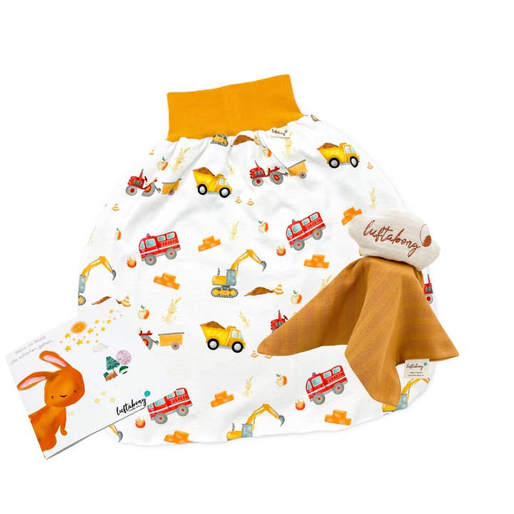 Ensemble de couchage bio Happy Worker avec doudou et livre de sommeil pour la vente par luftabong