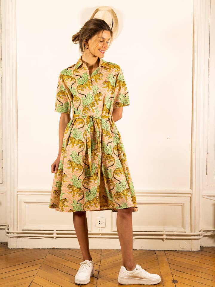 KIARA DRESS PINK TIGER for wholesale by JUDITH LACROIX