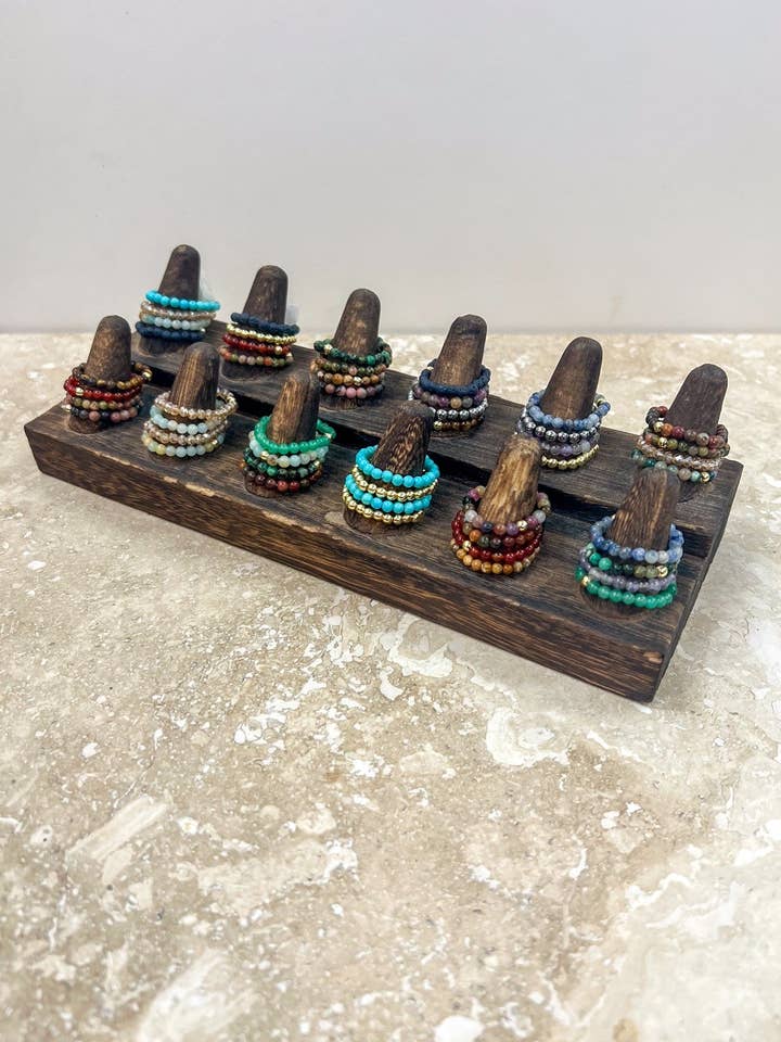 Stretchy Beaded Stack Rings for wholesale by Dylan Designs