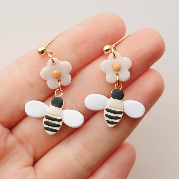 Valley + Vetiver - Wholesale Dangle Earrings - Bee Blossom Bug Clay Earrings1