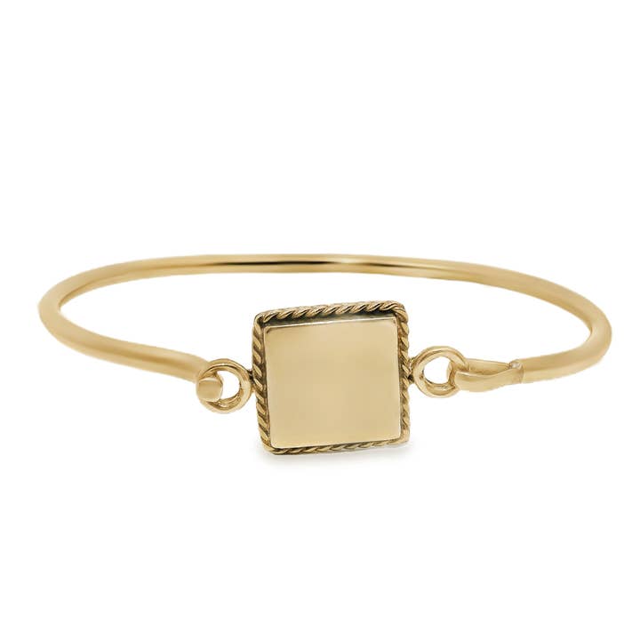 Bracelet carré en argent allemand gravable avec bordure en corde pour la vente par Atlanta Jewelers Supply