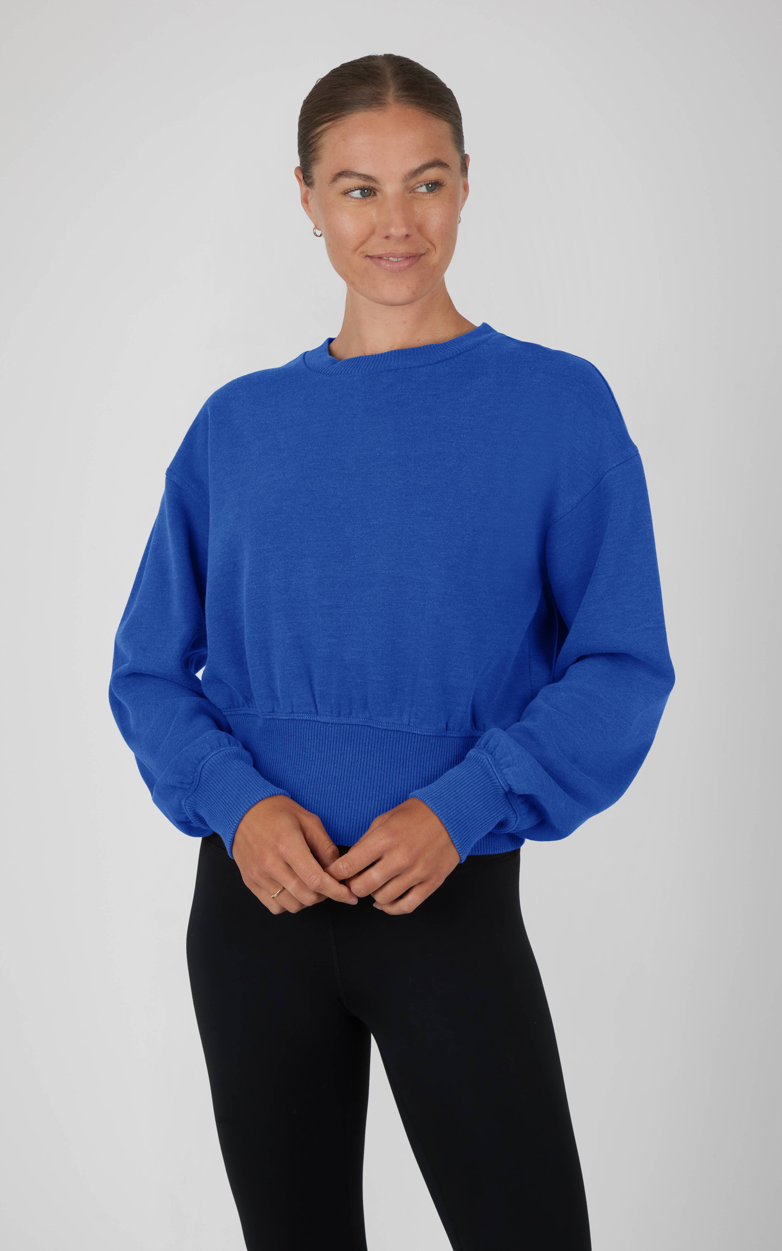 90 Degree by Reflex & Yogalicious - Wholesale Sweatshirt - Women's - Women's Lux Fleece Stone Wash Long Sleeve Pullover6