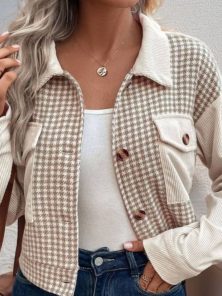 CWOCO0225_CHECK CORDUROY BUTTON SHORT JACKET and other Purchase Wholesale checkered jacket. Free Returns & Net 60 Terms on Faire trending on Faire.