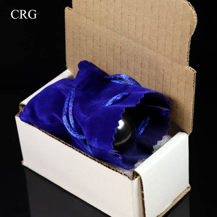 Crystal River Gems LLC - Wholesale Spiritual Stone/Crystal - Qty-1 Pair of Shungite Baoding Massage Relaxation Balls w/ velvet bag - 40mm3