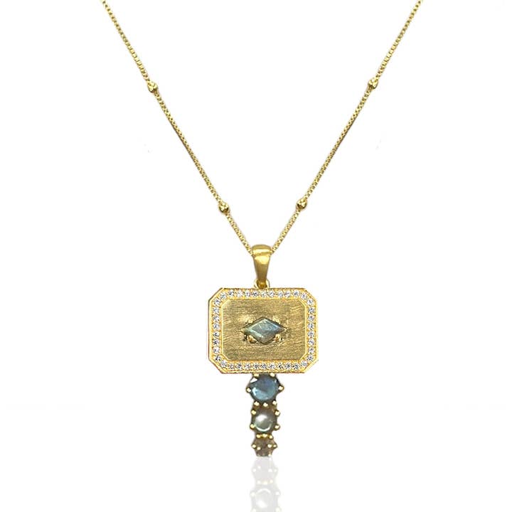 GOLD LABRADORITE DALIA NECKLACE for wholesale by TAT2 DESIGNS