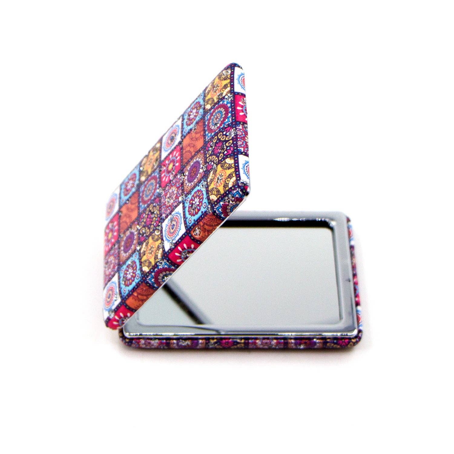 Tempest Designs – wholesale Compact mirror – Square design and crystal inlay multicoloured rectangle compact mirror