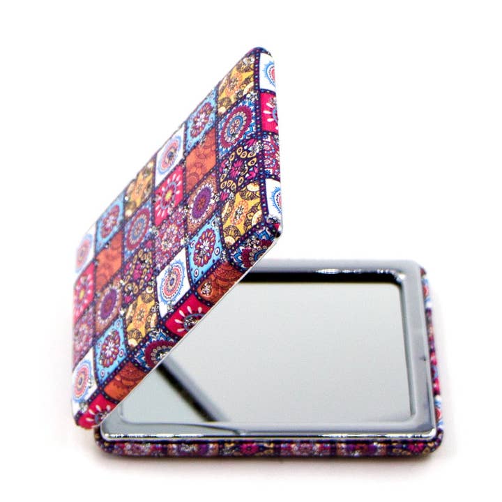 Tempest Designs – wholesale Compact mirror – Square design and crystal inlay multicoloured rectangle compact mirror0
