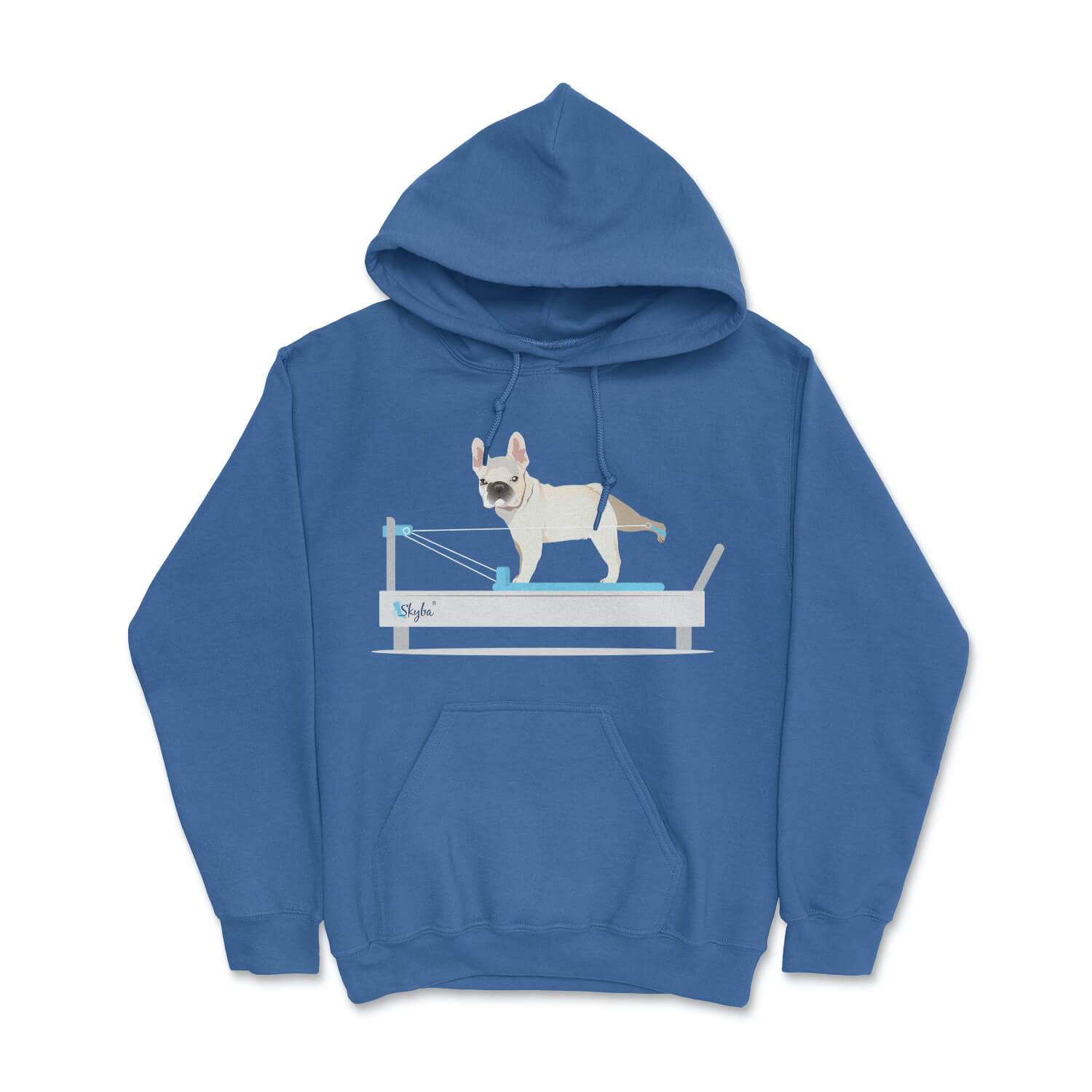 Skyba - Wholesale Hoodie - Women's - French Bulldog on Pilates Reformer - Cozy Hooded Sweatshirt1